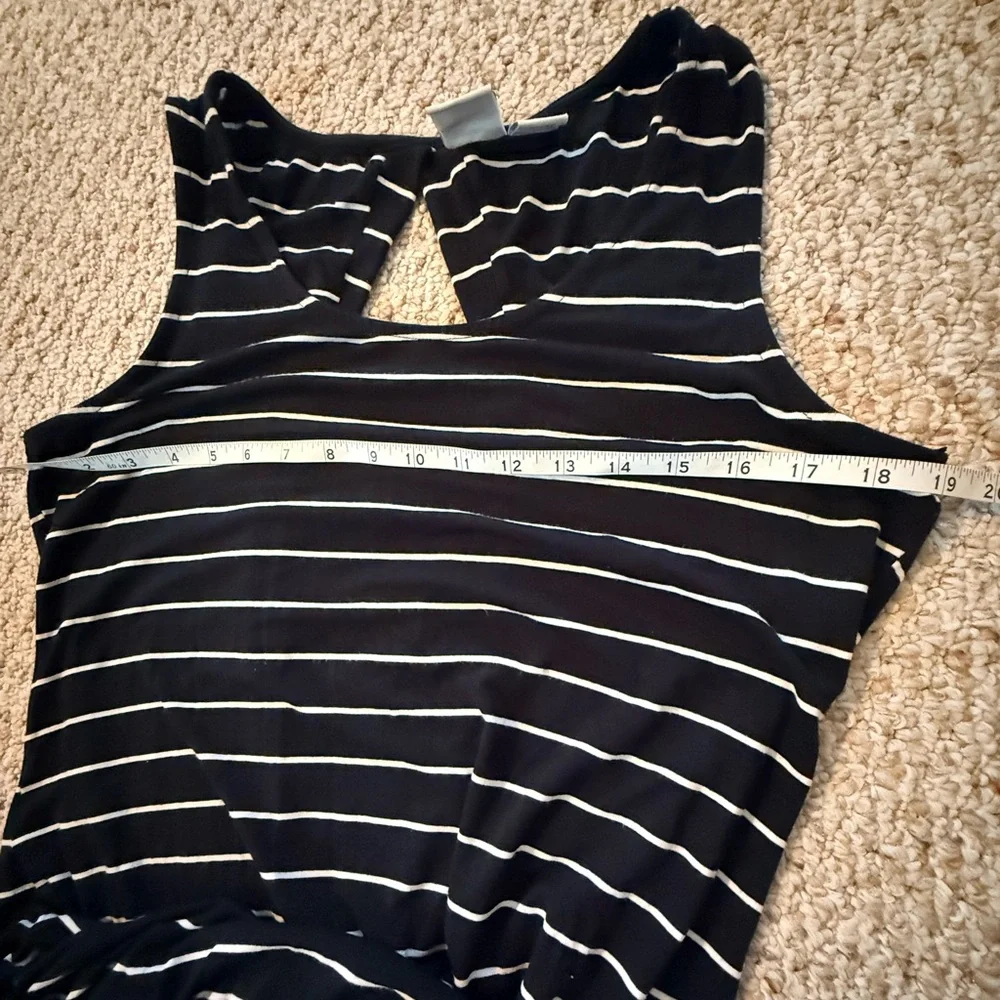 C&C California Womens  Black White Striped Maxi Dress Sleeveless Keyhole Back L - Picture 10 of 12